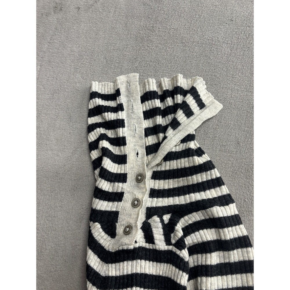 Free People Black White Striped Turtleneck Sweater Dress Button Detail Size M - Picture 4 of 7